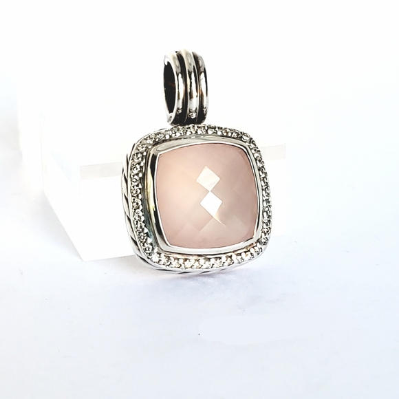 DAVID YURMAN 14mm Albion Rose Quartz Diamond Pendant - Picture 2 of 5